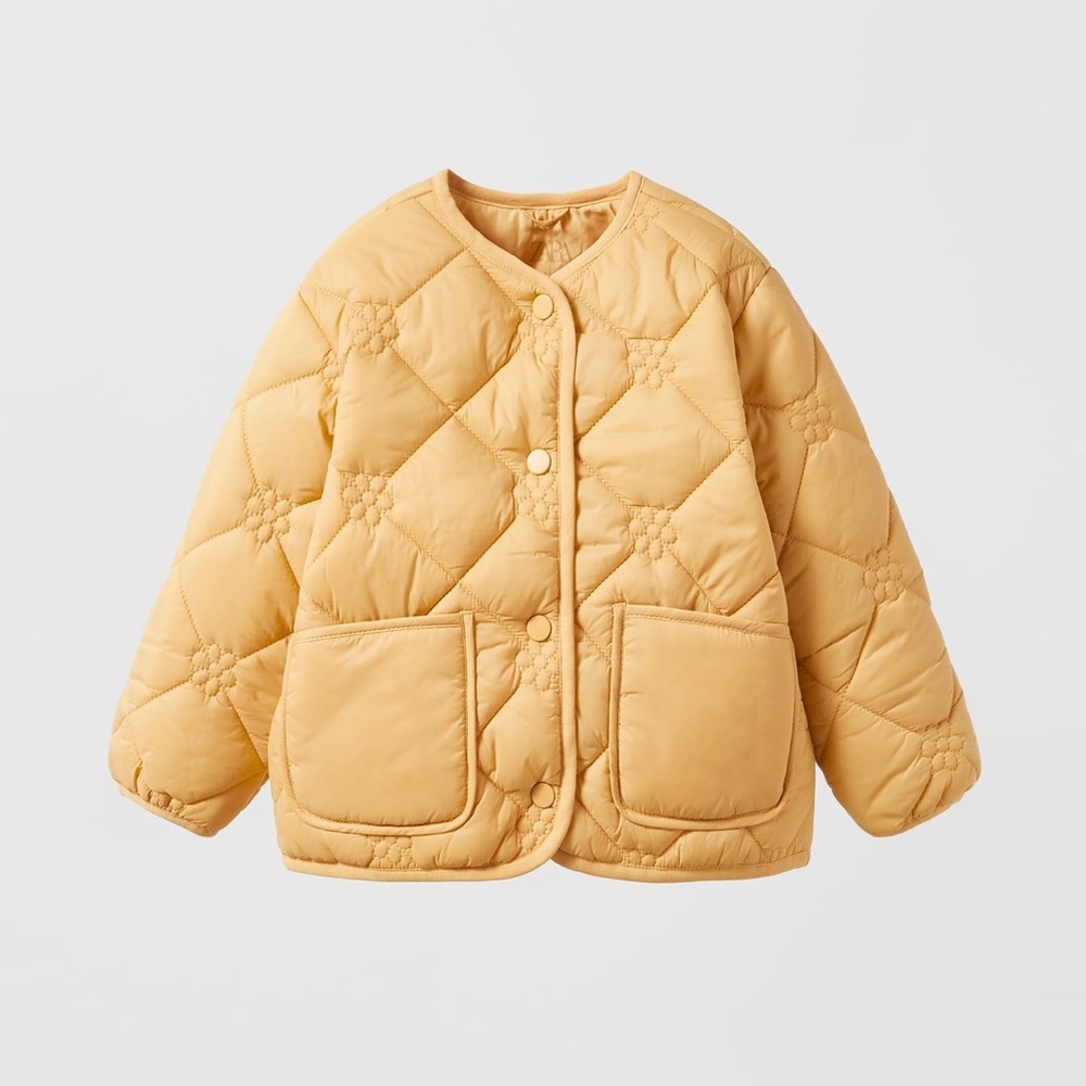 Zara baby girl spring floral padded jacket in yellow